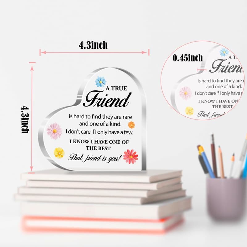 Birthday Gift for Women: True Friend Desk Plaque Decor