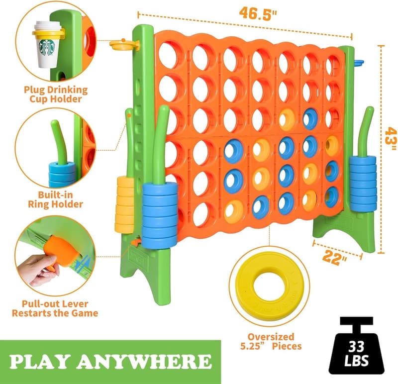 Giant 4-in-a-Row Game with Waterproof Carry Bag - 48” Super Size