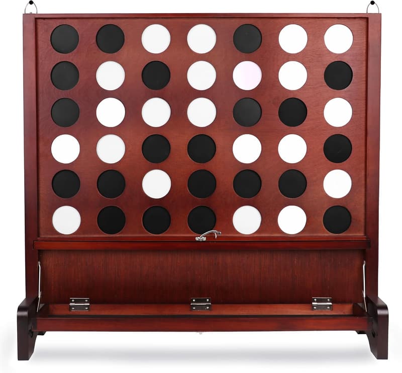Giant Wooden 4 in a Row Game with Foldable Tray for Outdoor Fun