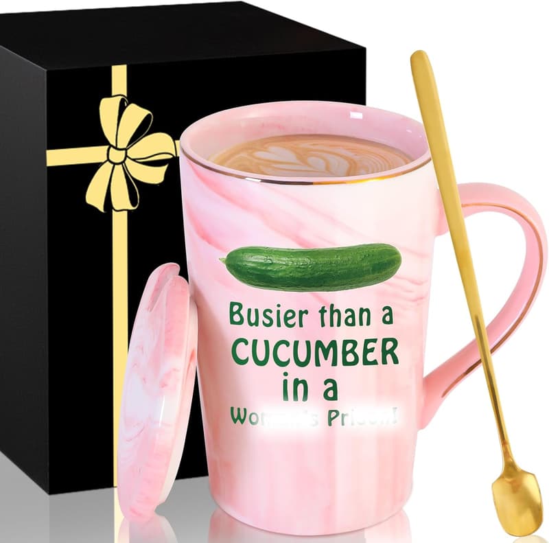 Christmas Personalized Ceramic Coffee Mug with Lid for Women