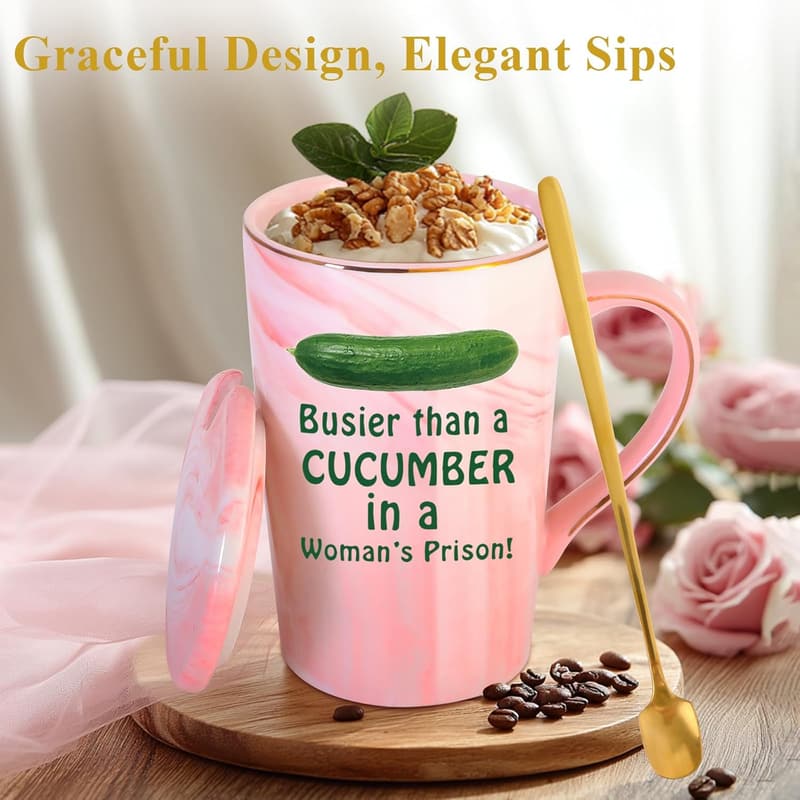 Christmas Personalized Ceramic Coffee Mug with Lid for Women