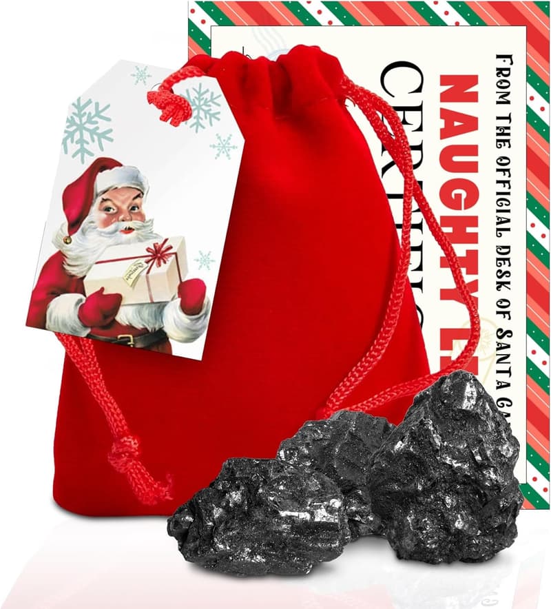 Naughty List Premium Lump of Coal Gag Gift with Certificate