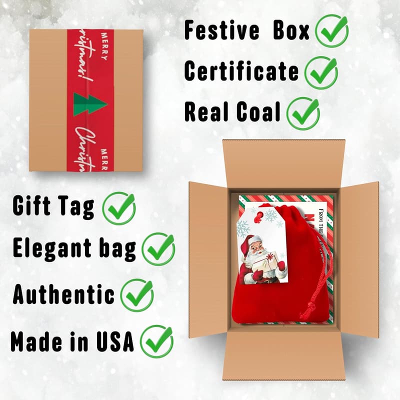 Naughty List Premium Lump of Coal Gag Gift with Certificate
