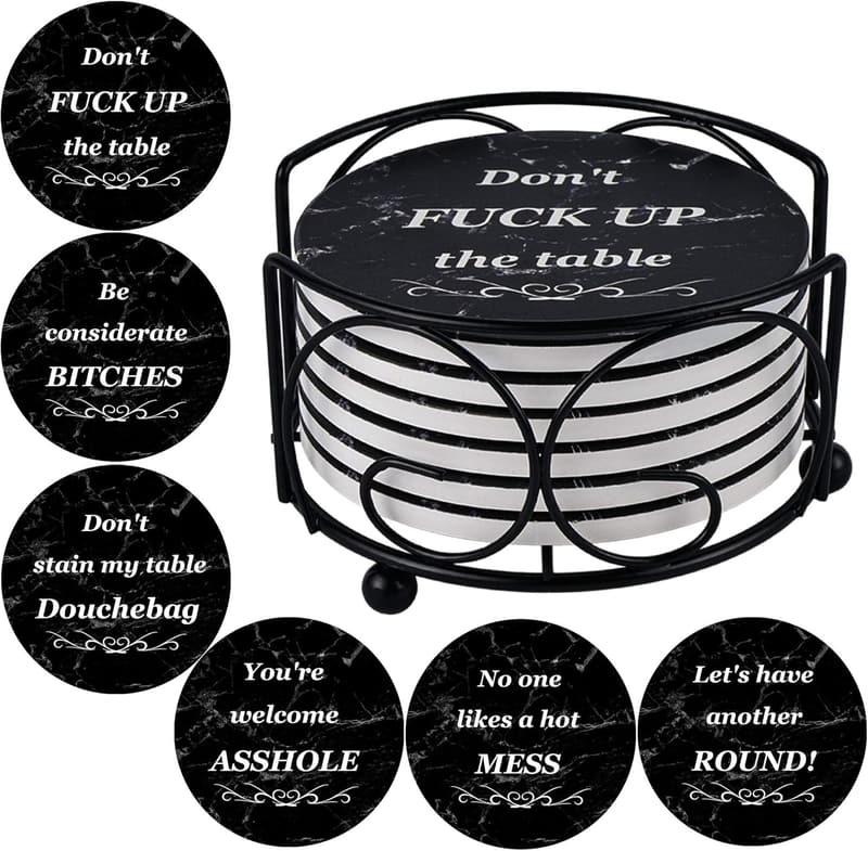 Funny Absorbent Stone Drink Coasters Gift Set for Housewarming