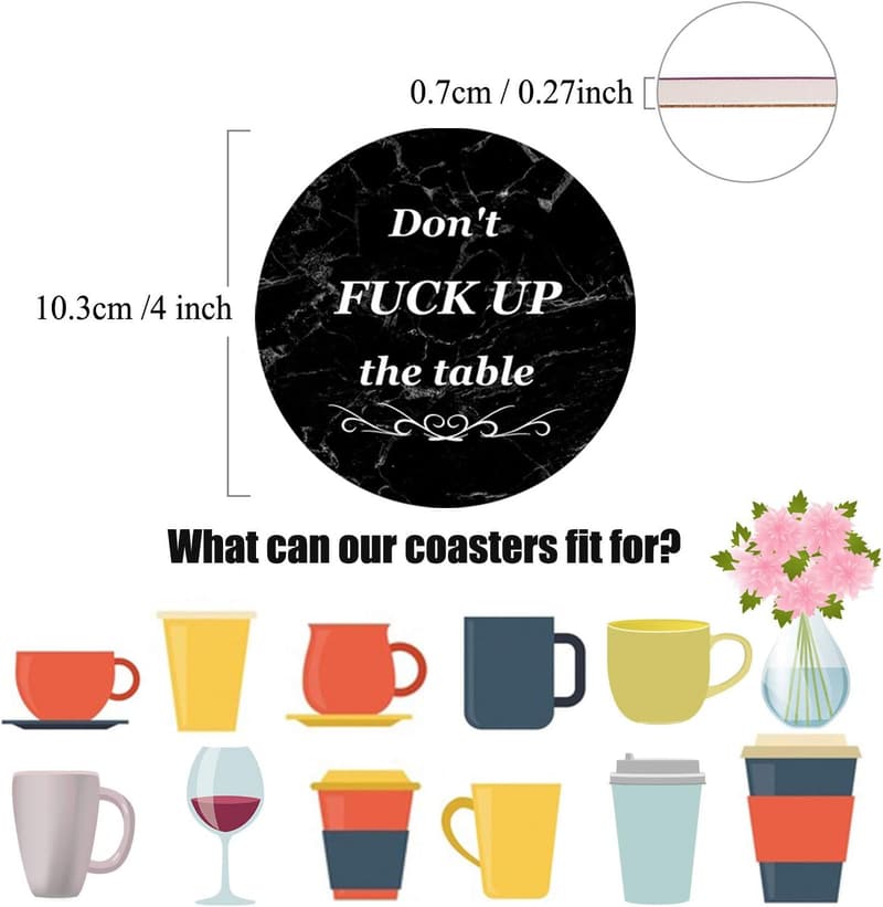 Funny Absorbent Stone Drink Coasters Gift Set for Housewarming