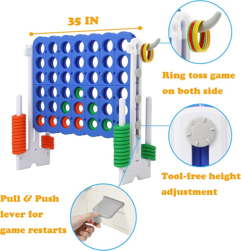 Giant 4-in-Row Connect Game Set for Indoor/Outdoor Fun