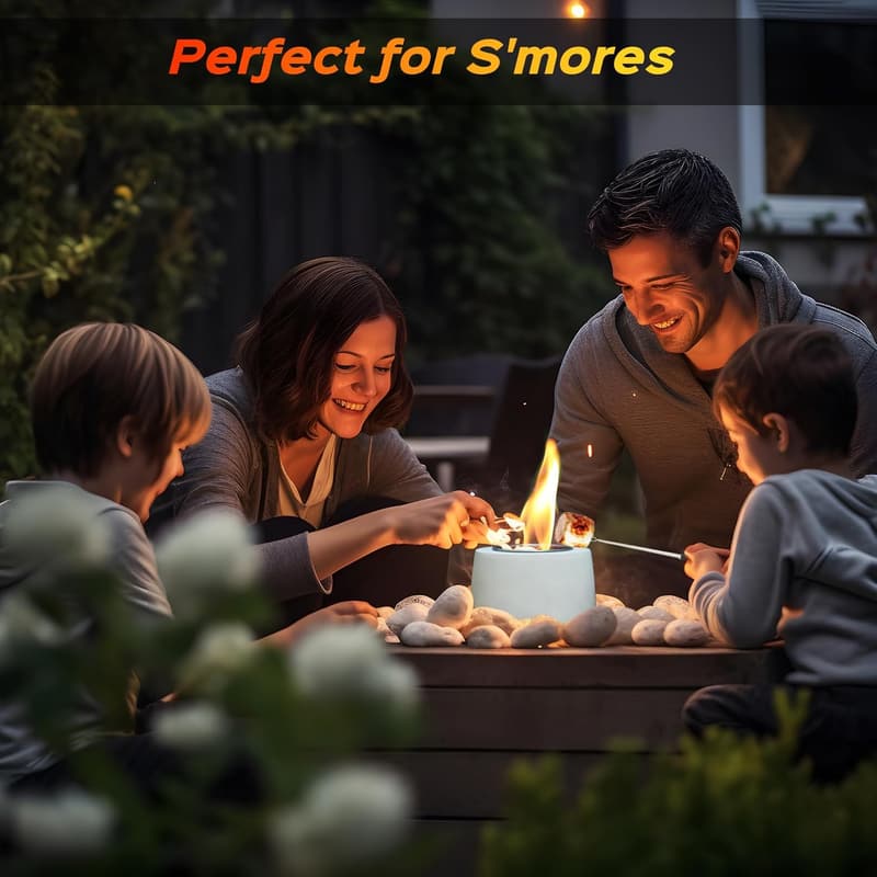 Round Concrete Smokeless Fire Pit for S'mores and Indoor/Patio Decor