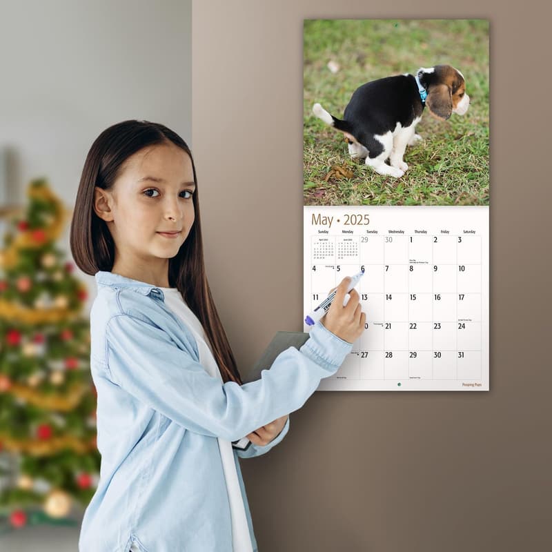 Funny Pooping Puppies 2025 Wall Calendar | Gag Gift