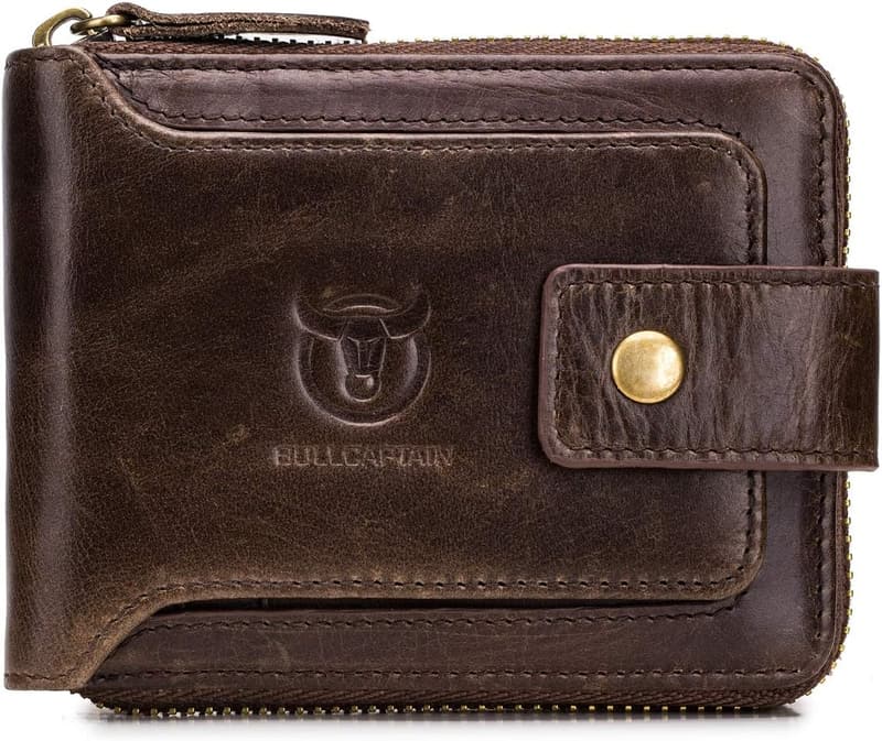 Men's Genuine Leather Wallet with ID Window & Coin Pocket