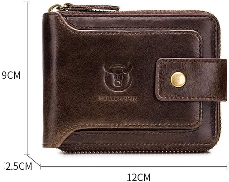 Men's Genuine Leather Wallet with ID Window & Coin Pocket
