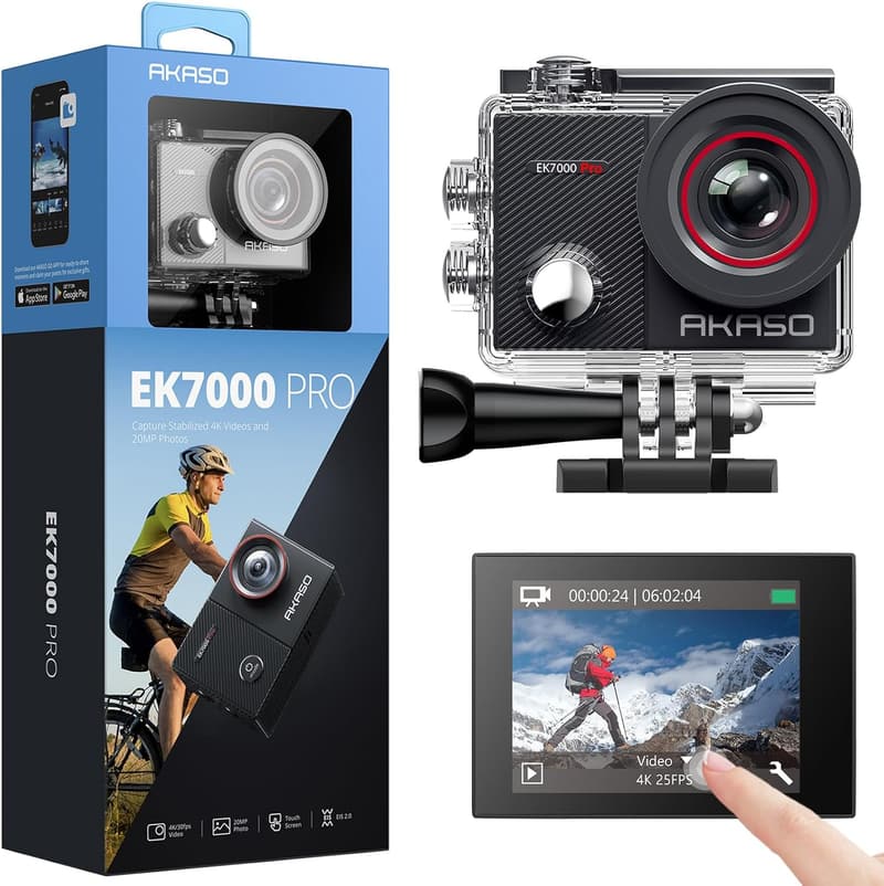 4K Action Camera with Touch Screen, Waterproof, Remote Control