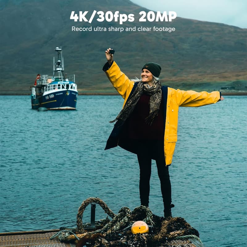 4K Action Camera with Touch Screen, Waterproof, Remote Control