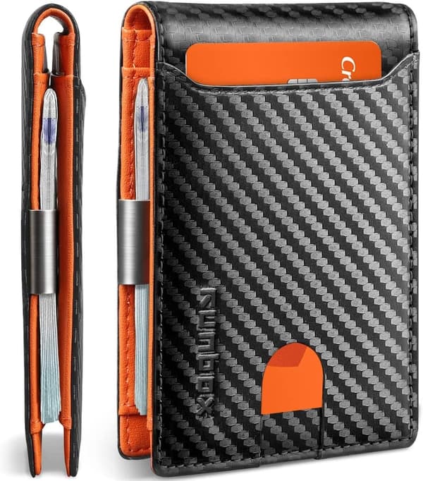 Men's Leather Money Clip Wallet - RFID Blocking Bifold Wallet