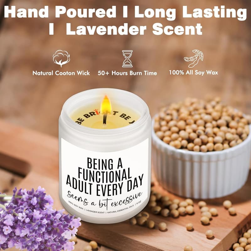 Funny Quote Candle - Witty Self-Care Gift for Coworkers