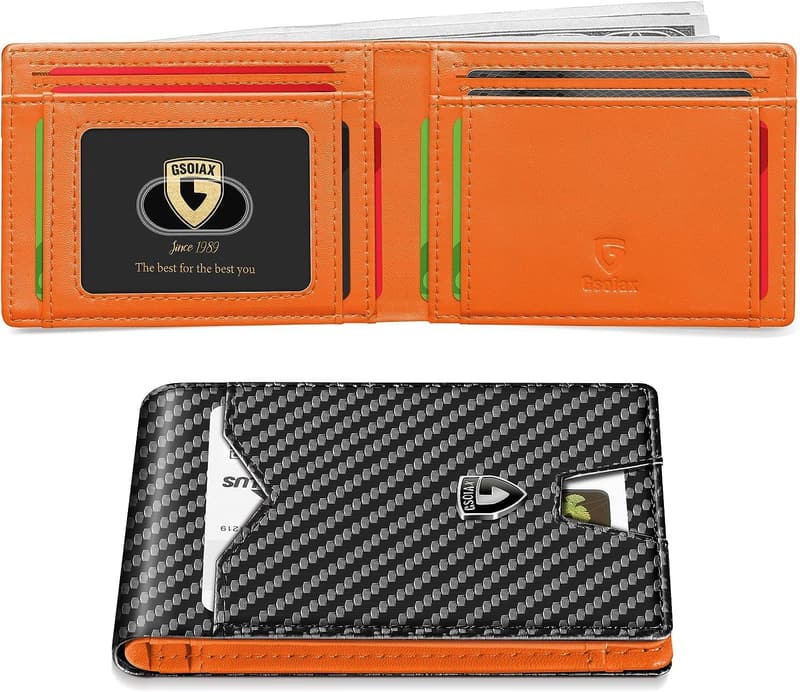Men's Minimalist RFID-Blocking Genuine Leather Wallet with Gift Box