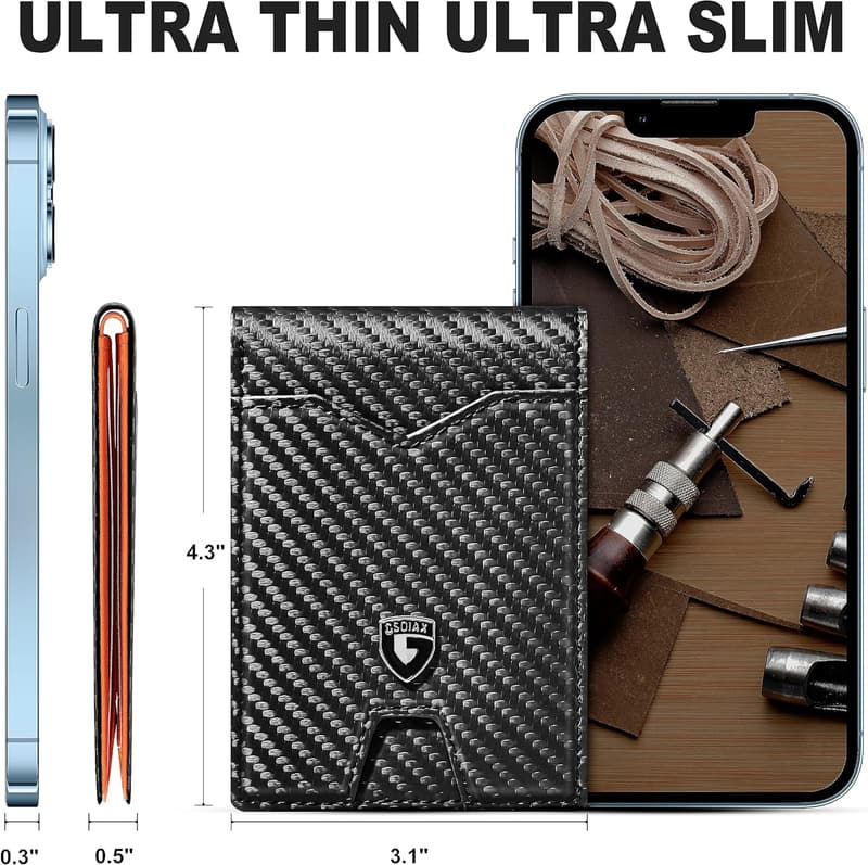 Men's Minimalist RFID-Blocking Genuine Leather Wallet with Gift Box