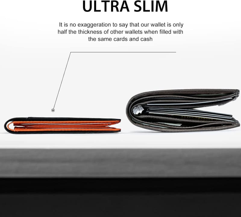 Men's Minimalist RFID-Blocking Genuine Leather Wallet with Gift Box