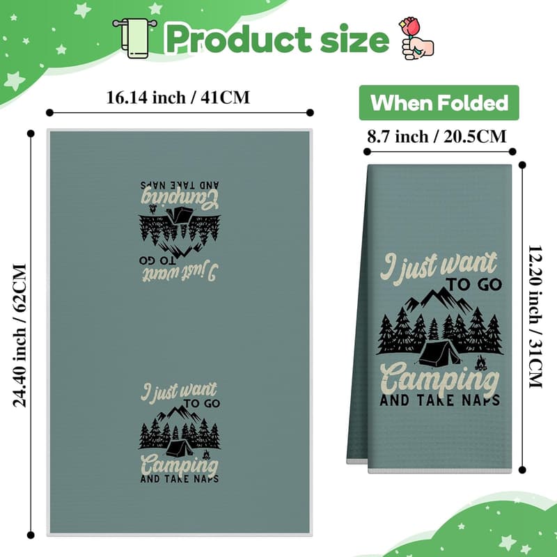 Camping Kitchen Towels Set of 2 - Funny RV Decor & Gifts