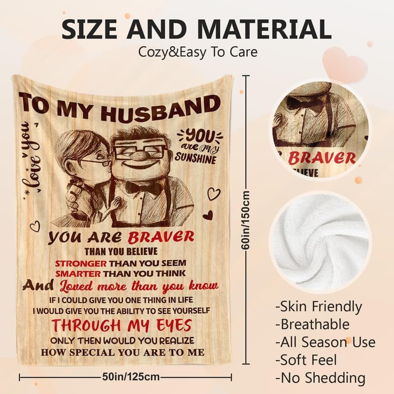 Anniversary Throw Blanket for Him - Romantic Gift 50