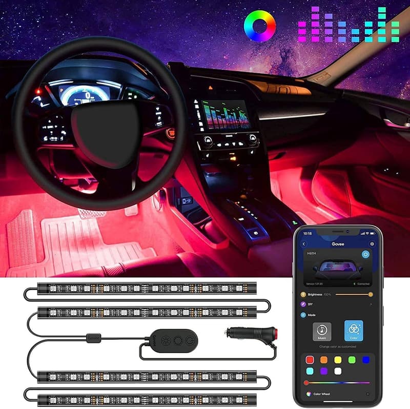 Smart RGB Car LED Lights with App Control & Music Mode