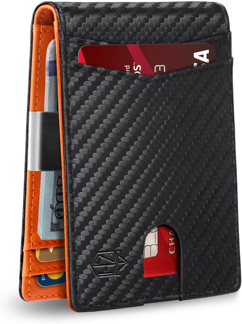 Minimalist RFID Leather Wallet for Men, 12 Card Slots, Gift Box