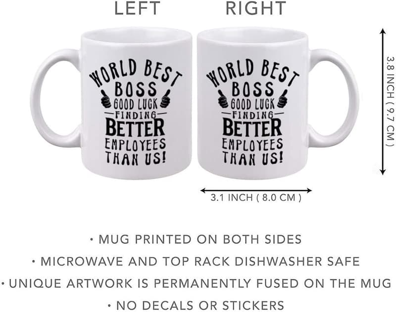 Funny Boss Farewell Mug - 11oz Good Luck Gift for Him/Her