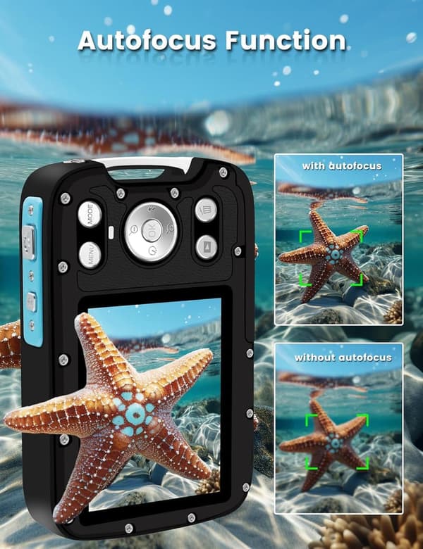 4K Waterproof Underwater Camera with Dual Screen & 32GB Card