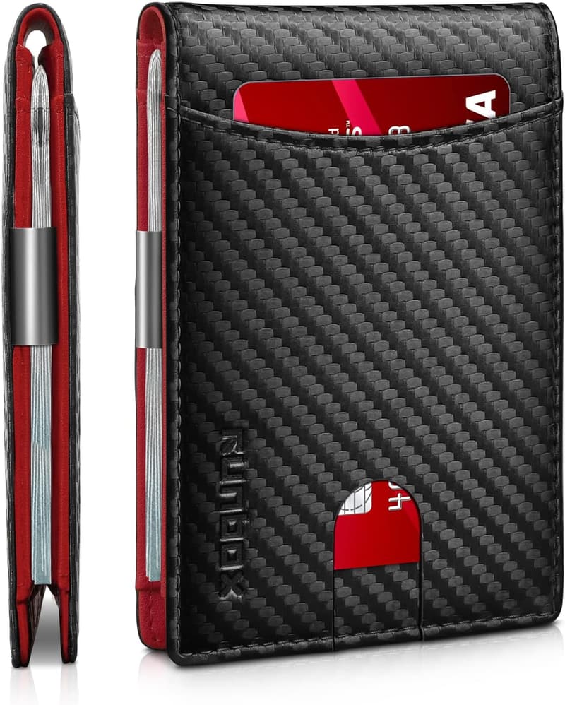 Minimalist RFID-Blocking Leather Money Clip Wallet for Men