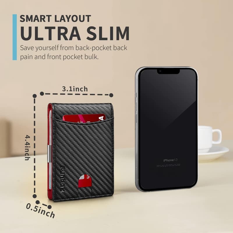 Minimalist RFID-Blocking Leather Money Clip Wallet for Men