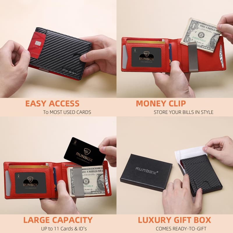 Minimalist RFID-Blocking Leather Money Clip Wallet for Men