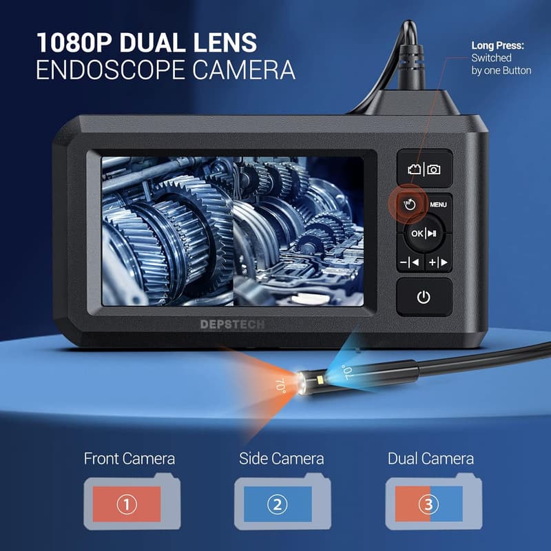 1080P Dual Lens Industrial Borescope with 4.3