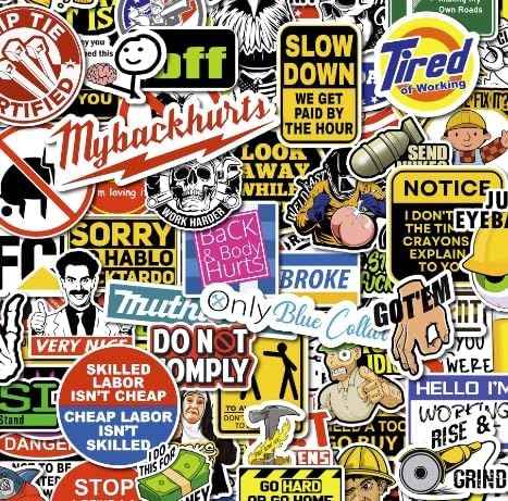 Funny Hard Hat Stickers Set - 160 Waterproof Stickers for Men