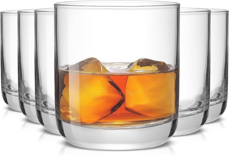 Set of 6 Lowball Whiskey Glasses - Dishwasher Safe, 10oz
