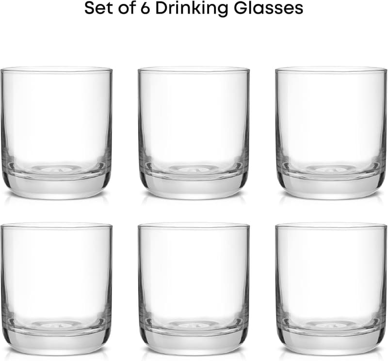 Set of 6 Lowball Whiskey Glasses - Dishwasher Safe, 10oz