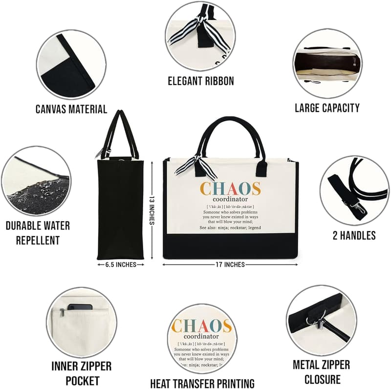 Mother's Day Canvas Tote Bag with Zipper - 13oz Appreciation Gift