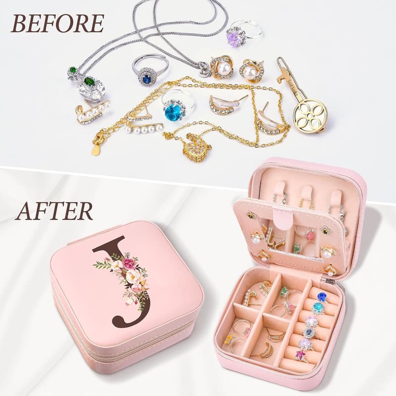 Personalized Initial Travel Jewelry Organizer for Teen Girls
