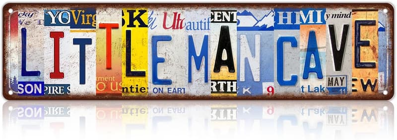 Kids Metal Tin Street Signs - Vintage Little Man Cave Decor 16x4