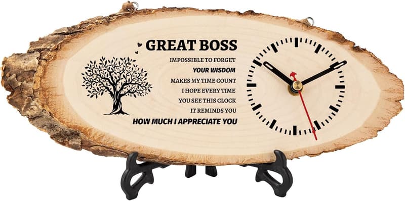 Boss Appreciation Wooden Clock Gift for Men