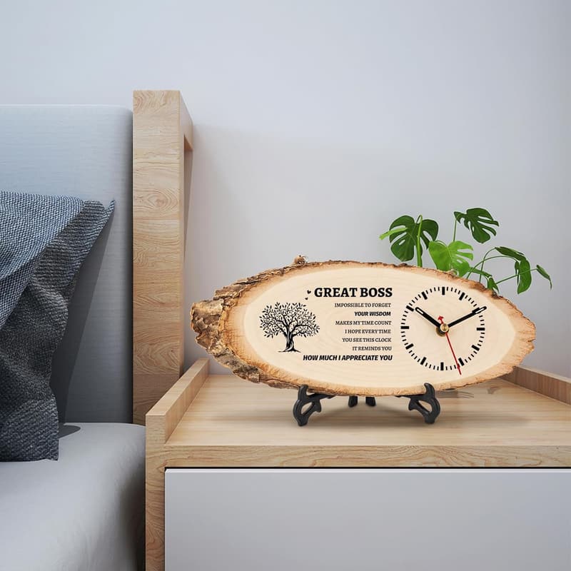 Boss Appreciation Wooden Clock Gift for Men