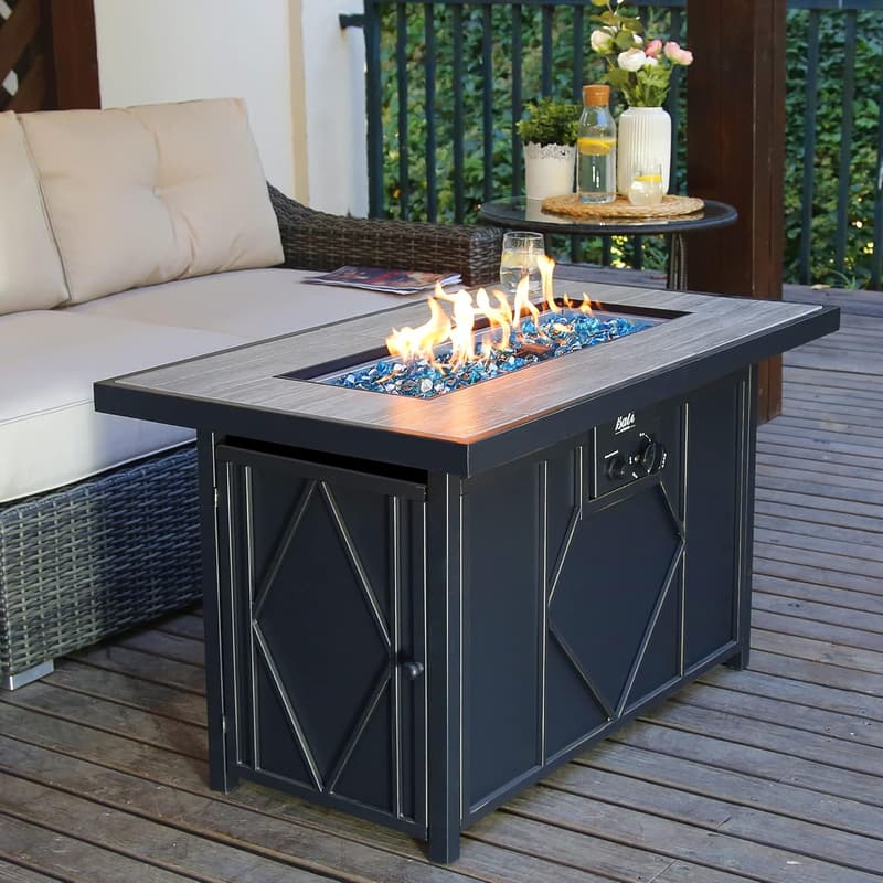Outdoor Rectangular Propane Fire Pit Table - 42