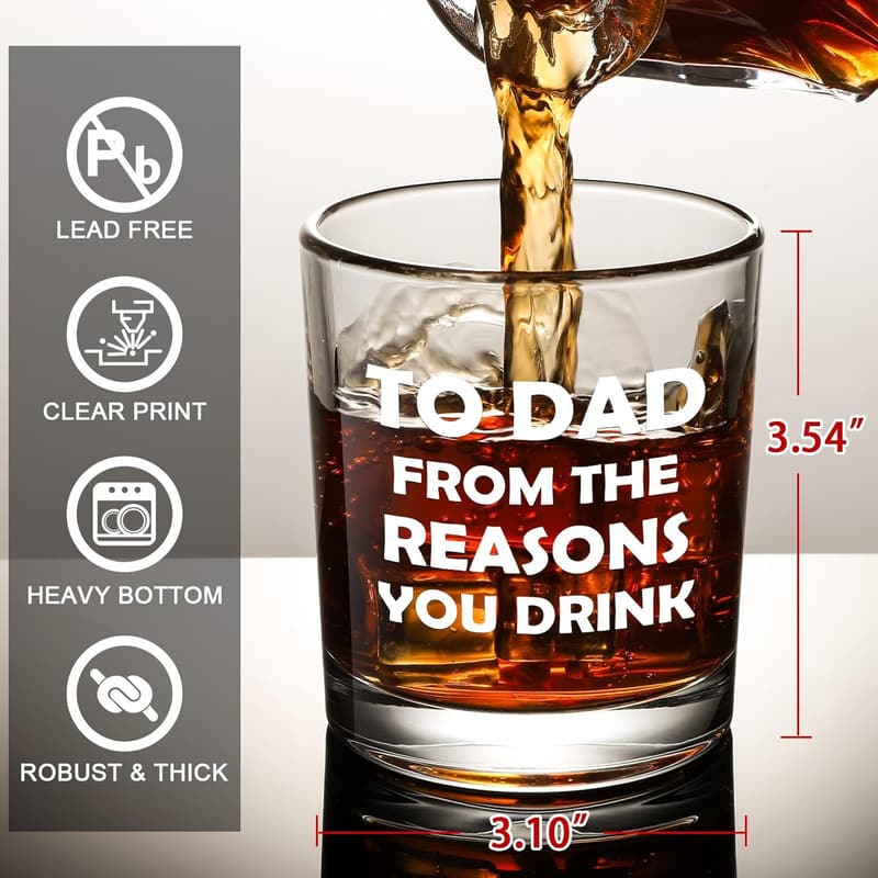 Funny Whiskey Rocks Glass & Bourbon Barrel Set for Dad