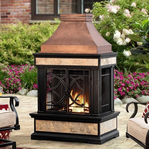 Smith Collection Outdoor Wood Burning Fireplace with Chimney