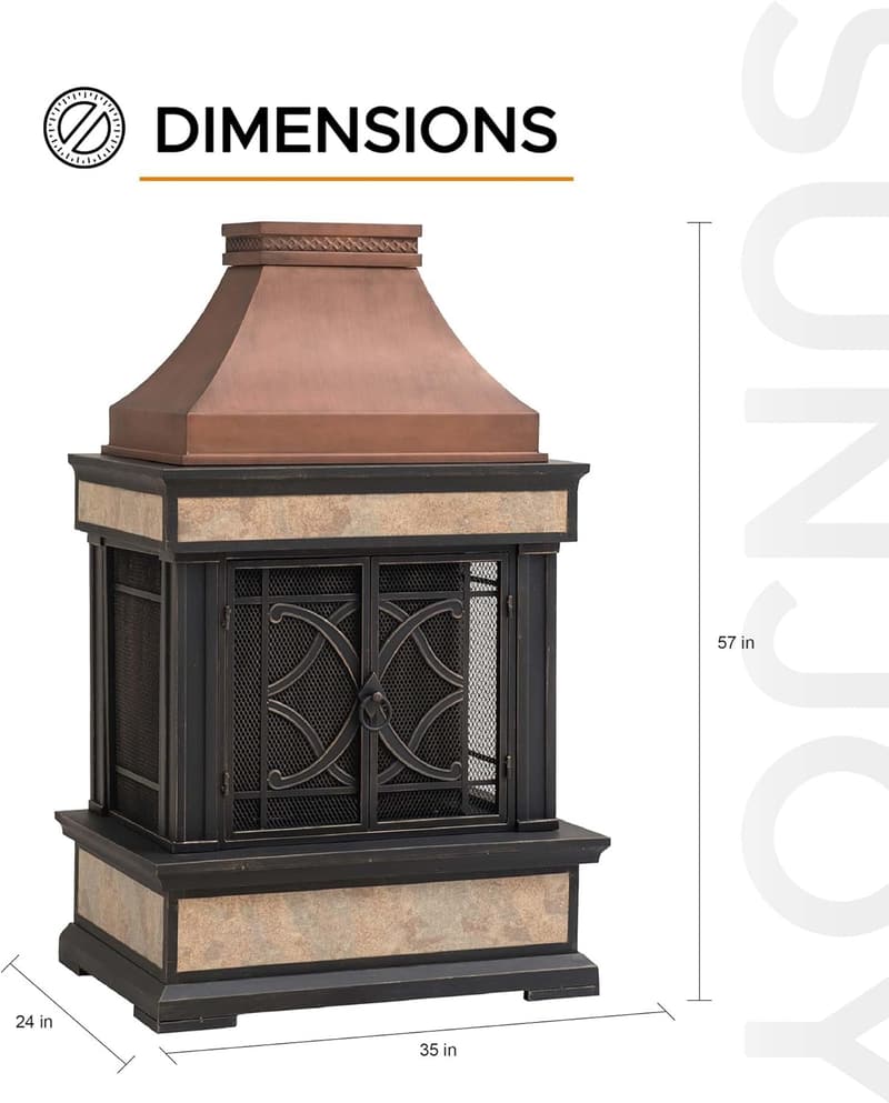 Smith Collection Outdoor Wood Burning Fireplace with Chimney
