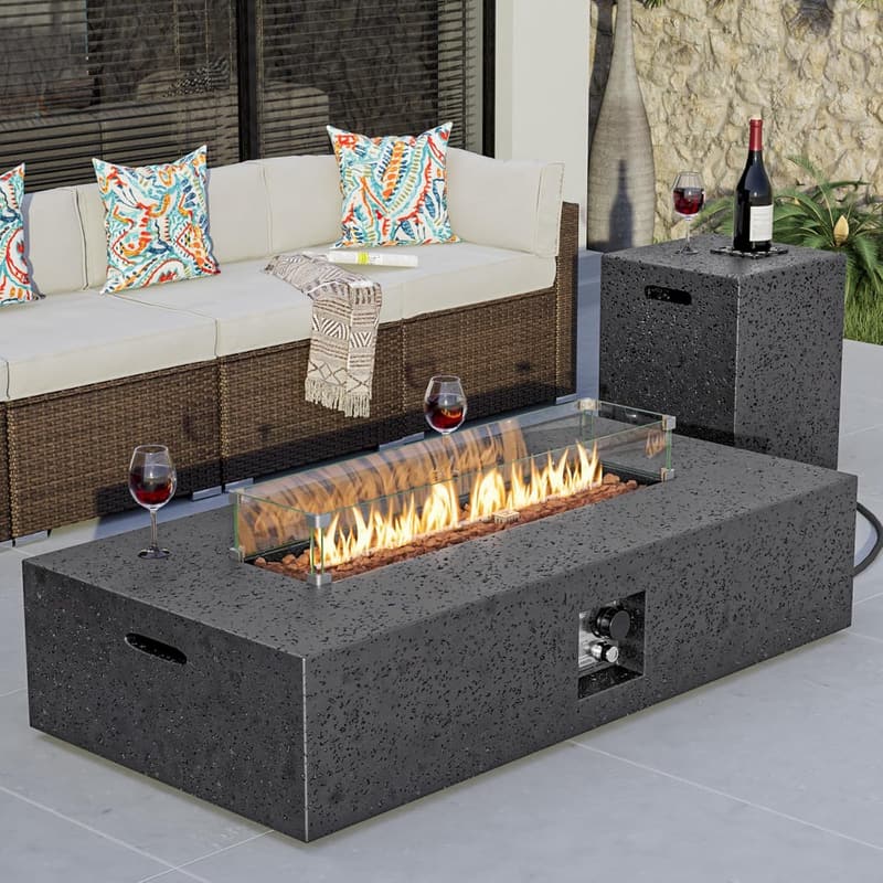 Outdoor Propane Fire Pit Coffee Table - 50,000 BTU, Gray