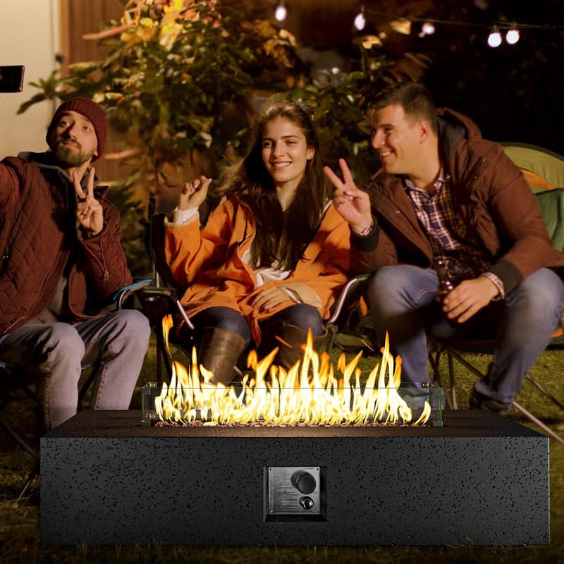 Outdoor Propane Fire Pit Coffee Table - 50,000 BTU, Gray