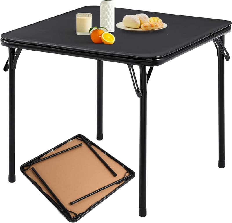 Portable Square Folding Table for Indoor/Outdoor Use, 33.9-Inch Black