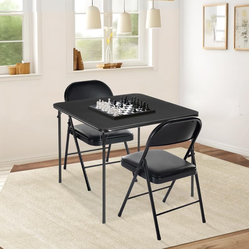 Portable Square Folding Table for Indoor/Outdoor Use, 33.9-Inch Black