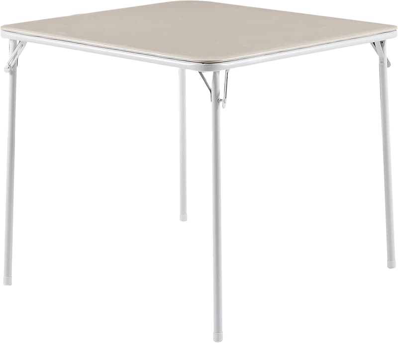 Portable 34'' Folding Table with PU Padded Top - Beige