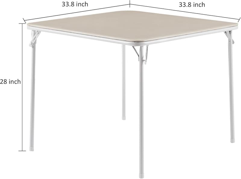 Portable 34'' Folding Table with PU Padded Top - Beige