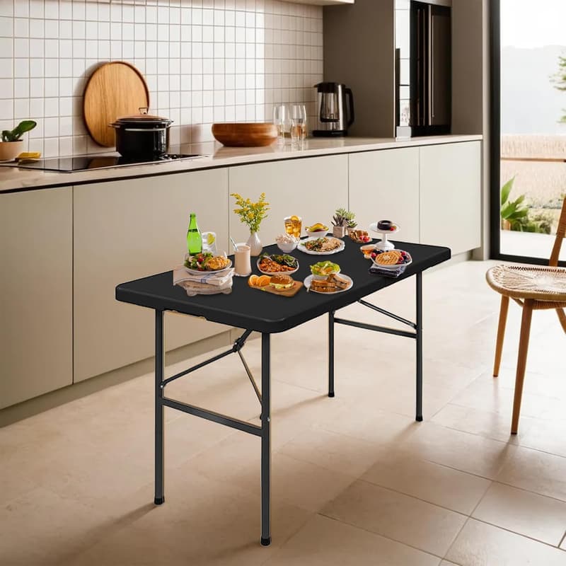 Portable 4ft Folding Table for Picnic & Camping - Black